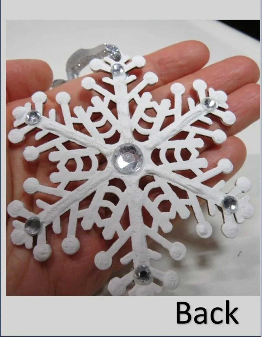 White Wood Winter Ornaments Lot 9 Polar Bear Birds Snowflake Rhinestone